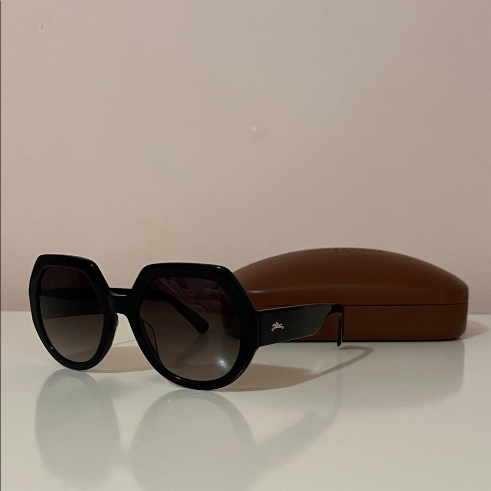 New Longchamp Black Oversized Women's Sunglasses Luxury Designer Box Included